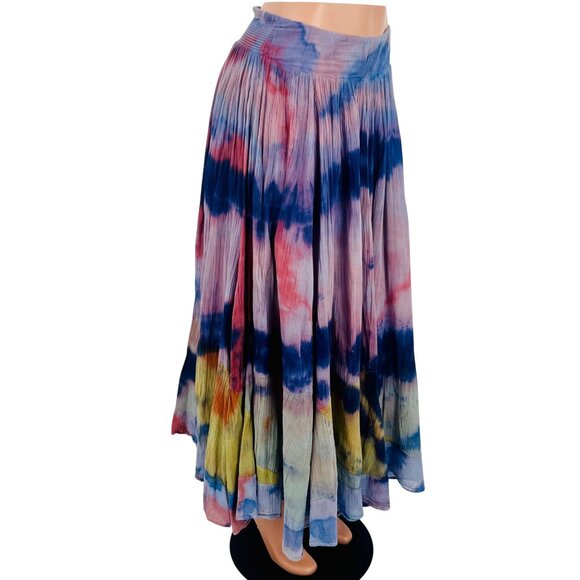 RARE Vintage Free People Hippie Tie Dye Gauzy Flowy Maxi Skirt Coastal Boho Y2K - Picture 7 of 16